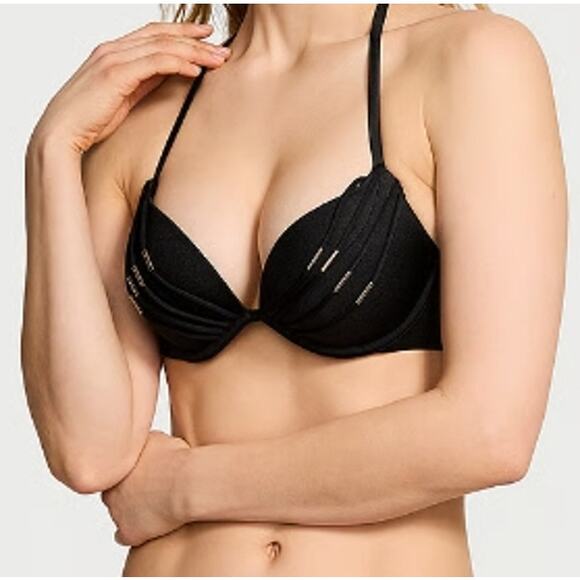 Victoria's Secret Swim VS Archives Banded Push-Up Bikini Top Black 32D - Picture 1 of 6